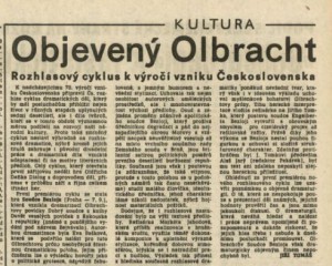 Tomáš, Jiří - Objevený Olbracht. In Rudé právo, 13. 9. 1988, s. 5 (recenze)