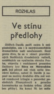 Tomáš, Jiří - Rozhlas. Ve stínu předlohy. In Tvorba, 49-1988 (7. 12. 1988), s. 14 01