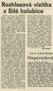 Tomáš, Jiří - Rozhlasová vizitka z Bílé holubice. In Rudé právo, 9. 12. 1987, s. 5 (recenze).