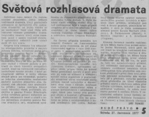 Tomáš, Jiří - Světová rozhlasová dramata. In Rudé právo, 27. 7. 1977, s. 5 (článek).