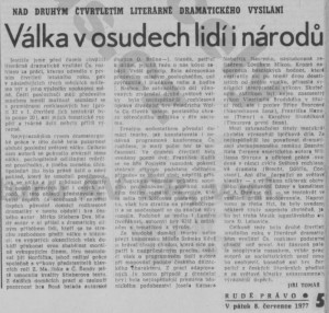 Tomáš, Jiří - Válka v osudech lidí a národů. In Rudé právo, 8. 7. 1977, s. 5 (článek)