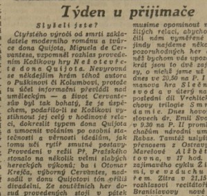 Týden u přijimače. In Práce 1947-239, 12. 10. 1947, s. 4 (článek).