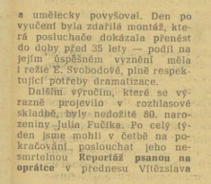 V rozhlase. In Tvorba, 2. 3. 1983 03