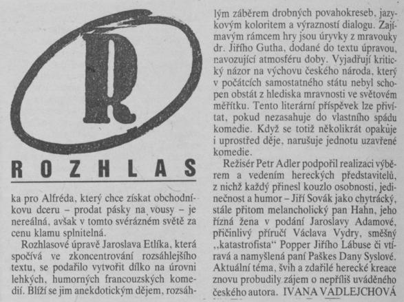 Vadlejchová, Ivana - Poláčkův návrat 2. In Scéna 24-1990