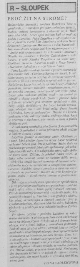 Vadlejchová, Ivana - Proč žít na stromě (Scéna 9-1990)