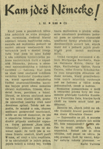 Valtera, Karel - Kam jdeš Německo! In Rozhlas 44-1961 (24. 10. 1961), s . 3 (článek)