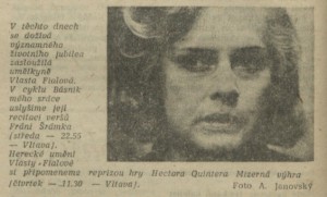 Vlasta Fialová. in Rozhlas 4-1983 (10. 1. 1983), s. 4
