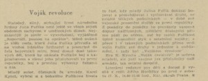 Voják revoluce. In Náš rozhlas 42-1953 (12. 10. 1953), s. 7 (článek).
