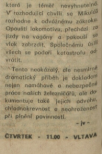 Volno pro druhou kolej. In Rozhlas 16-1976 (5. 4. 1976), s. 4 (článek) 02