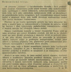 Voskovec, Jiří - Werich, Jan - Romantická revue. In Radiojournal 1-1932 (2. 1. 1932), s. 2 (článek)