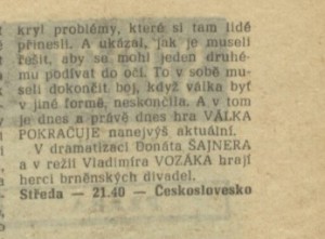 Válka pokračuje. In Rozhlas 11-1970 (2. 3. 1970), s. 15 02