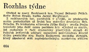 Zajíček, Karel - Rozhlas týdne. Obchod se smrtí. In Obzory 1947