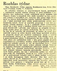Zajíček, Karel - Rozhlas týdne. Velká samota. In Obzory 40-1947 (recenze)