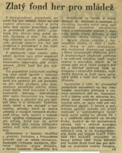 Zlatý fond her pro mládež. In Čs. rozhlas 18-1968 (23. 4. 1968), s. 5