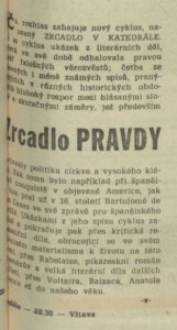 Zrcadlo pravdy. In Rozhlas 36-1973 (27. 8. 1973), s. 5 (článek)