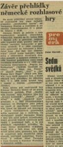 Závěr přehlídky německé rozhlasové hry. In Čs. rozhlas a televize 13-1967 (14. 3. 1967), s. 16 (článek).