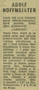 anonym - Adolf Hoffmeister uvádí.. In Čs. rozhlas 47-1965 (9. 11. 1965), s. 16 (anotace)