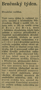 anonym - Brněnský týden. Divadelní rozhlas. In Radiojournal 26-1927 (20. 8. 1927), s. 4 (článek).