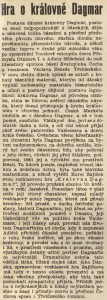 anonym - Hra o královně Dagmar. In Náš rozhlas 19-1939 (7. 5. 1939), s. 7 (článek)