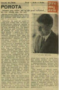 anonym - Ivan Klíma. Porota. In Československý rozhlas a televize 24-1968 (4. 6. 1968), s. 16 (článek)