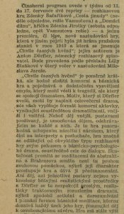 anonym - K literárně dramatickému pořadu pražské stanice. In Radiojournal 28-1943 (10. 7. 1943), s. 01