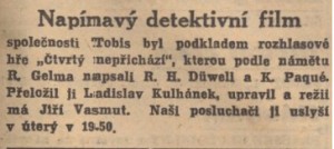 anonym - Napínavý detektivní film... In Národní listy, 29. 4. 1941, s. 5 (anotace).