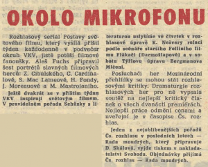 anonym - Okolo mikrofonu. In Večerní Praha, 20. 4. 1967 (anotace)