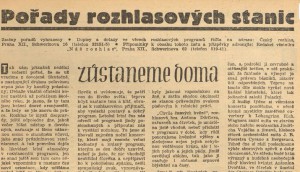 anonym - Pořady rozhlasových stanic. Zůstaneme doma. In Radiojournal 34-1940 (18. 8. 1940), s. 25 (článek).