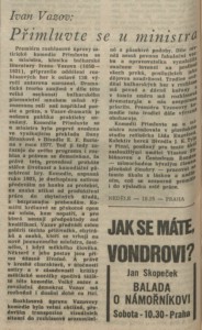 anonym - Přimluvte se u ministra. In Rozhlas 27-1980 (23. 6. 1980), s. 4 (článek).