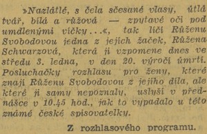 anonym - Sami o sobě. Z rozhlasového programu. In Venkov, 3. 1. 1940, s. 4 (citace).
