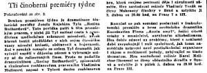 anonym - Tři činoherní premiéry týdne. In Československý rozhlas 14-1957, s. 5