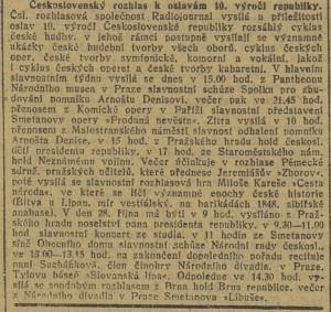 anonym - Československý rozhlas k oslavám 10. výročí republiky. In Venkov 1928-255, 26. 10. 1928, s. 10 (článek).