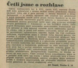 anonym - Četli jsme o rozhlase. In Rozhlas 18-1986 (21. 4. 1986), s. 2 (recenze)