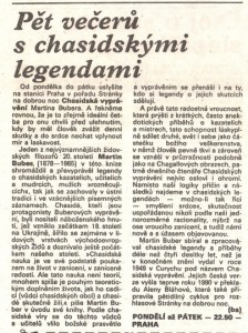 -bs- Pět večerů s chasidskými legendami. In Rozhlas 1991-08, s . 4