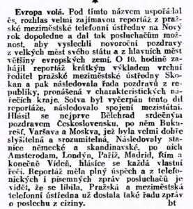 bt - Evropa volá. In Lidové noviny, 2. 1. 1935, s. 3 (článek)