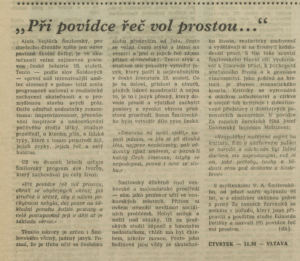 dh - Při povídce řeč vol prostou... In Rozhlas 26-1978 (12. 6. 1978), s. 4 (článek).