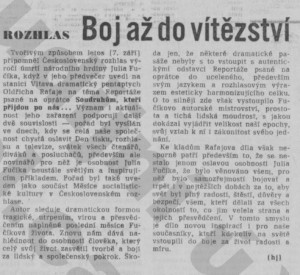 -hj- (= Holý, Josef) - Rozhlas. Boj až do vítězství. In Rudé právo, 14. 9. 1976, s. 5 (recenze).