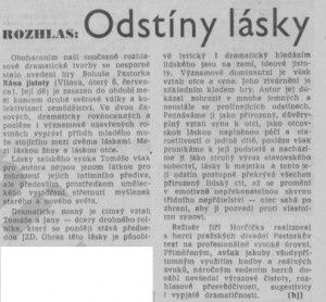 -hj- Rozhlas. Odstíny lásky. In Rudé právo, 9. 7. 1976, s. 5 (recenze).