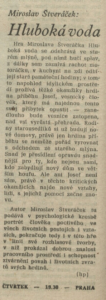 hp - Hluboká voda. In Rozhlas 9-1984 (13. 2. 1984), s. 4 (článek).