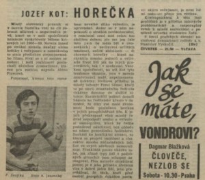 hu - Jozef Kot - Horečka. In Rozhlas 16-1979 (9. 4. 1979), s. 4 (článek).