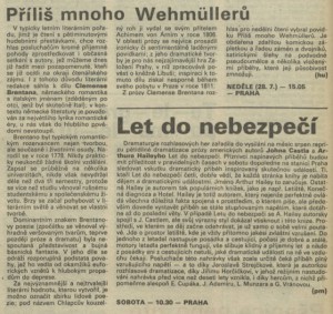 hu - Příliš mnoho Wehmüllerů. In Rozhlas 31-1991 (29. 7. 1991), s. 4 (článek)