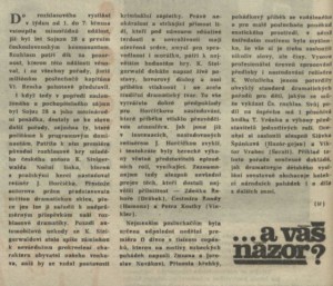 iř - ...a váš názor (Noční linka, O dívce s tisícem copánků). In Rozhlas 13-1978 (13. 3. 1978), s. 2 (článek)