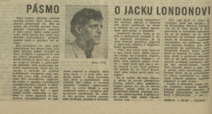 jav - Pásmo o Jacku Londonovi. In Rozhlas 47-1976 (8. 11. 1976), s. 4 (článek)