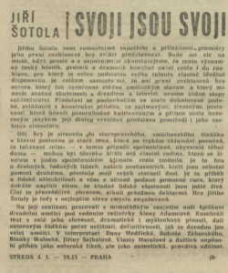 jh - Svoji jsou svoji. In Rozhlas 3-1978 (2. 1. 1978), s. 4 (článek)