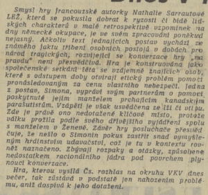 ju - Dnes v rozhlase. In Lidová demokracie 310-1968 (22. 11. 1968), s. 5 (recenze)lež