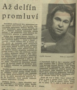 jv - Až delfín promluví. In Rozhlas 28-1975 (30. 6. 1975), s. 4 (článek).