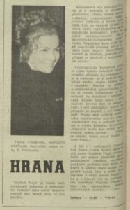 jv - Hrana. In Čs. rozhlas a televize 34-1973 (13. 8. 1973), s. 4 (článek)