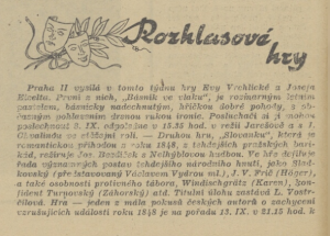 k - Rozhlasové hry. In Náš rozhlas 37-1946 (8. 9. 1946), s. 2 (článek)