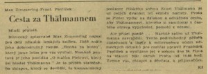 kf - Cesta za Thälmannem. In Rozhlas 43-1953 (12. 10. 1953), s. 7 (článek).