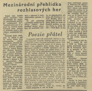 kg - Mezinárodní přehlídka rozhlasových her. In Rozhlas 36-1971 (23. 8. 1971), s. 15 (článek).